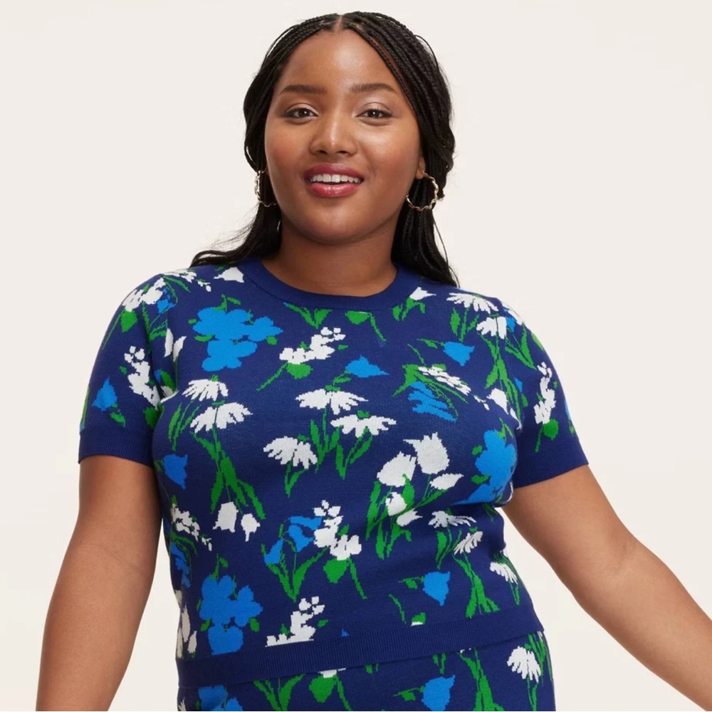 kate spade Blue Floral Crew Neck Sweater